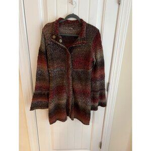 Prana‎ Striped Cardigan Long Sweater Bell Cuffs Wool Blend Size Medium